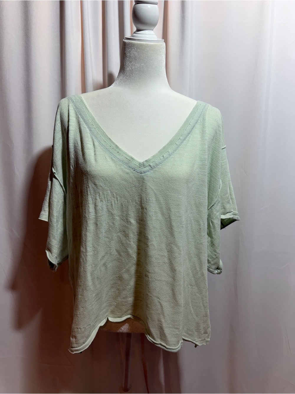 We The Free Pale Mint V-Neck Short Sleeve Tee